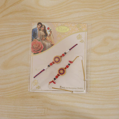 Premium Lumba Floral Stone Beaded Pair Design Rakhi for Brother