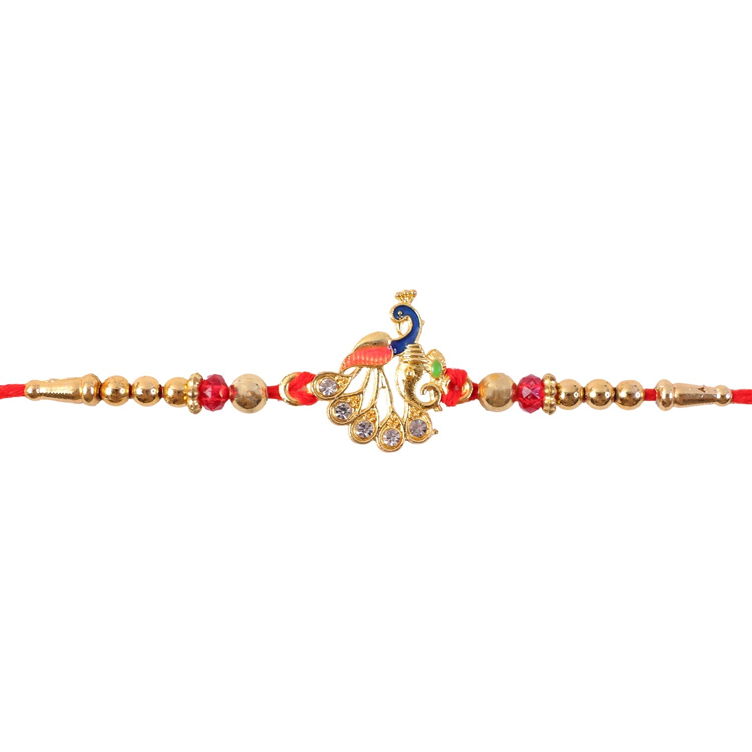 Peacock Kundan Stone Beaded Elegant Pattern Rakhi for Brother