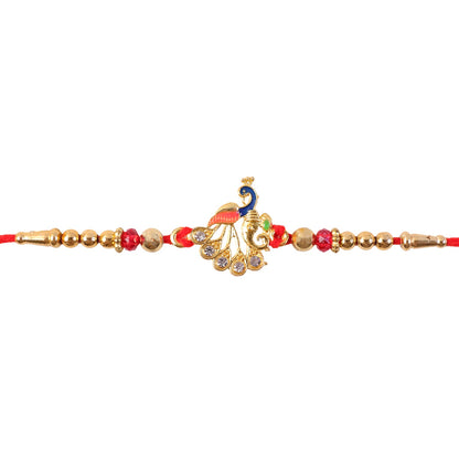 Peacock Kundan Stone Beaded Elegant Pattern Rakhi for Brother
