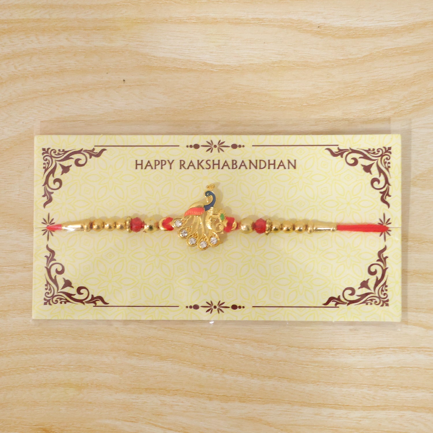 Peacock Kundan Stone Beaded Elegant Pattern Rakhi for Brother