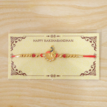 Peacock Kundan Stone Beaded Elegant Pattern Rakhi for Brother