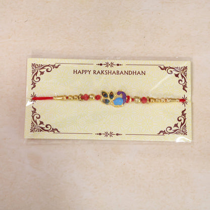 Peacock Stone Kundan Beaded Ornamental Motif Pattern Brother Rakhi