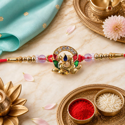 Stylish Kundan Beaded Decorative Pattern Rakhi Raksha Bandhan Gift