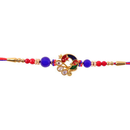 Peacock Floral Kundan Beaded Elegant Pattern Work Designer Rakhi