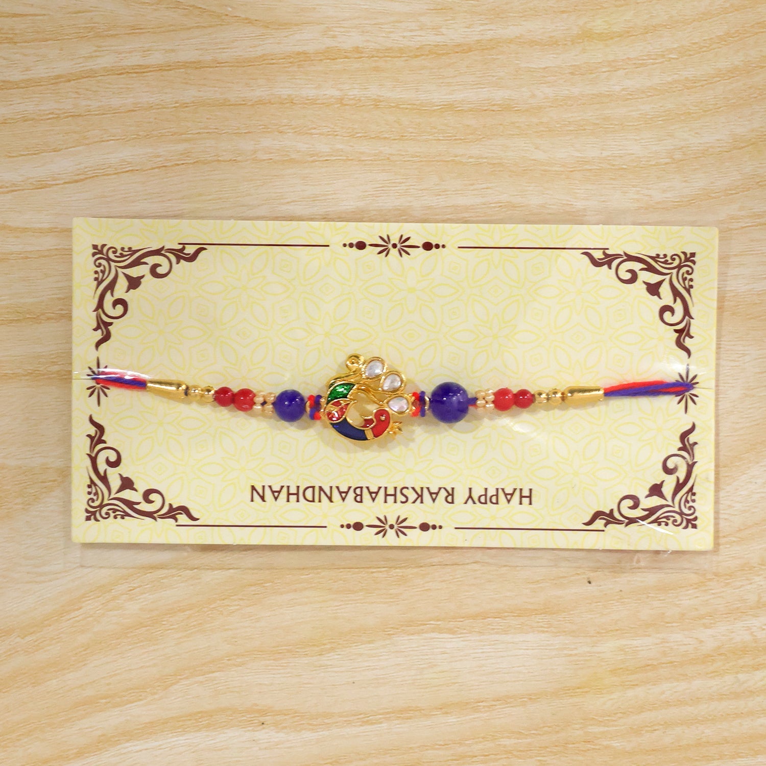 Peacock Floral Kundan Beaded Elegant Pattern Work Designer Rakhi