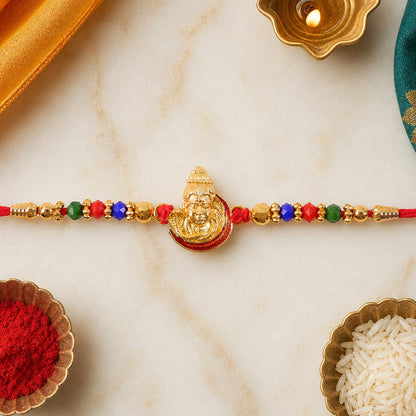 Shiv Motif Kundan Beaded Traditional Rakhi Raksha Bandhan Gift