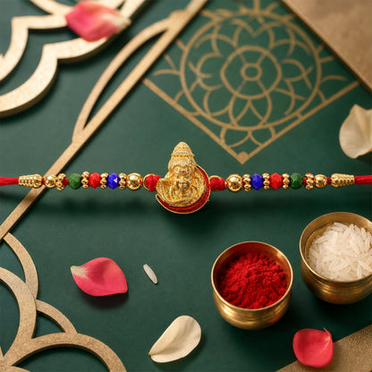 Shiv Motif Kundan Beaded Traditional Rakhi Raksha Bandhan Gift