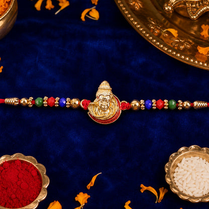 Shiv Motif Kundan Beaded Traditional Rakhi Raksha Bandhan Gift