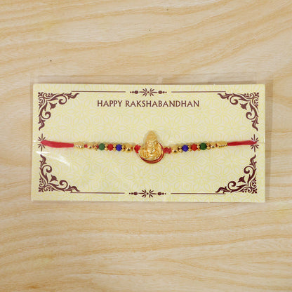 Shiv Motif Kundan Beaded Traditional Rakhi Raksha Bandhan Gift
