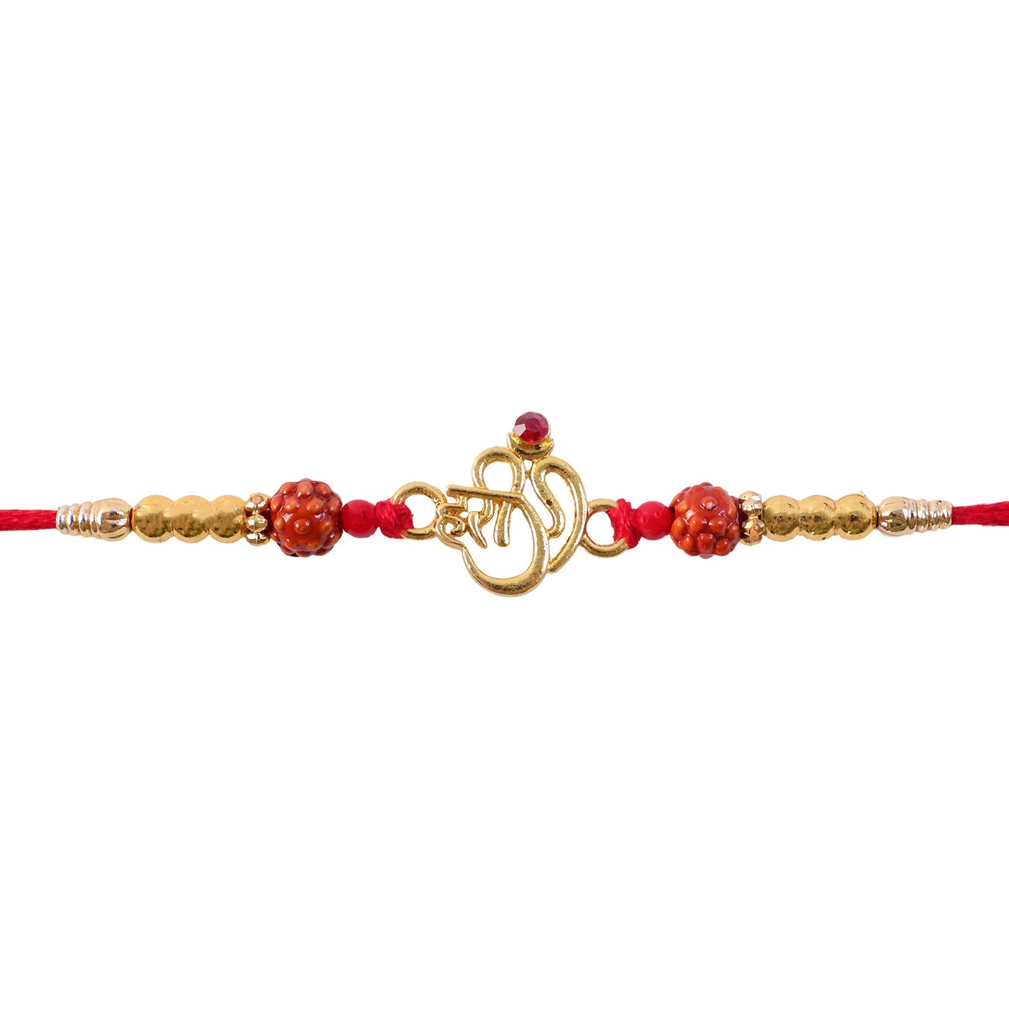 Hari Om Charm Kundan Beaded Auspicious Motif Pattern Traditional Rakhi