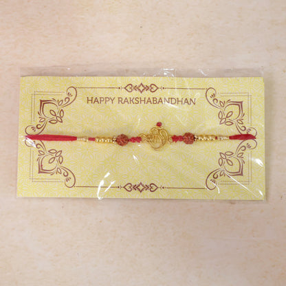 Hari Om Charm Kundan Beaded Auspicious Motif Pattern Traditional Rakhi