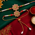 Kundan Beaded Lumba Rakhi Set for Bhabhi Rakshabandhan
