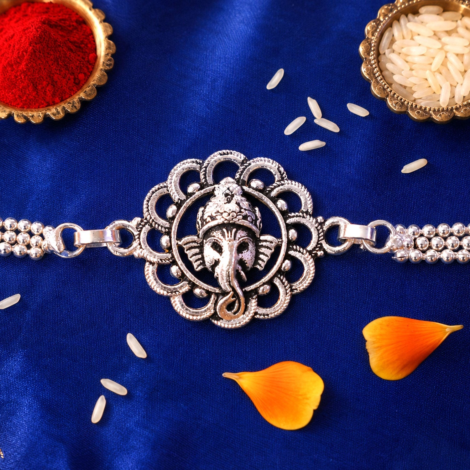 Divine Krishna Chain Style Devotional Motif Pattern Brother Rakhi