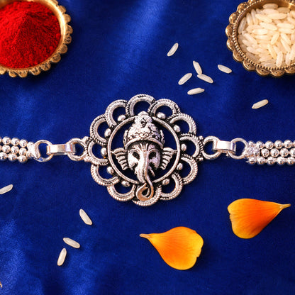 Divine Krishna Chain Style Devotional Motif Pattern Brother Rakhi