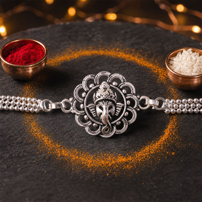 Divine Krishna Chain Style Devotional Motif Pattern Brother Rakhi