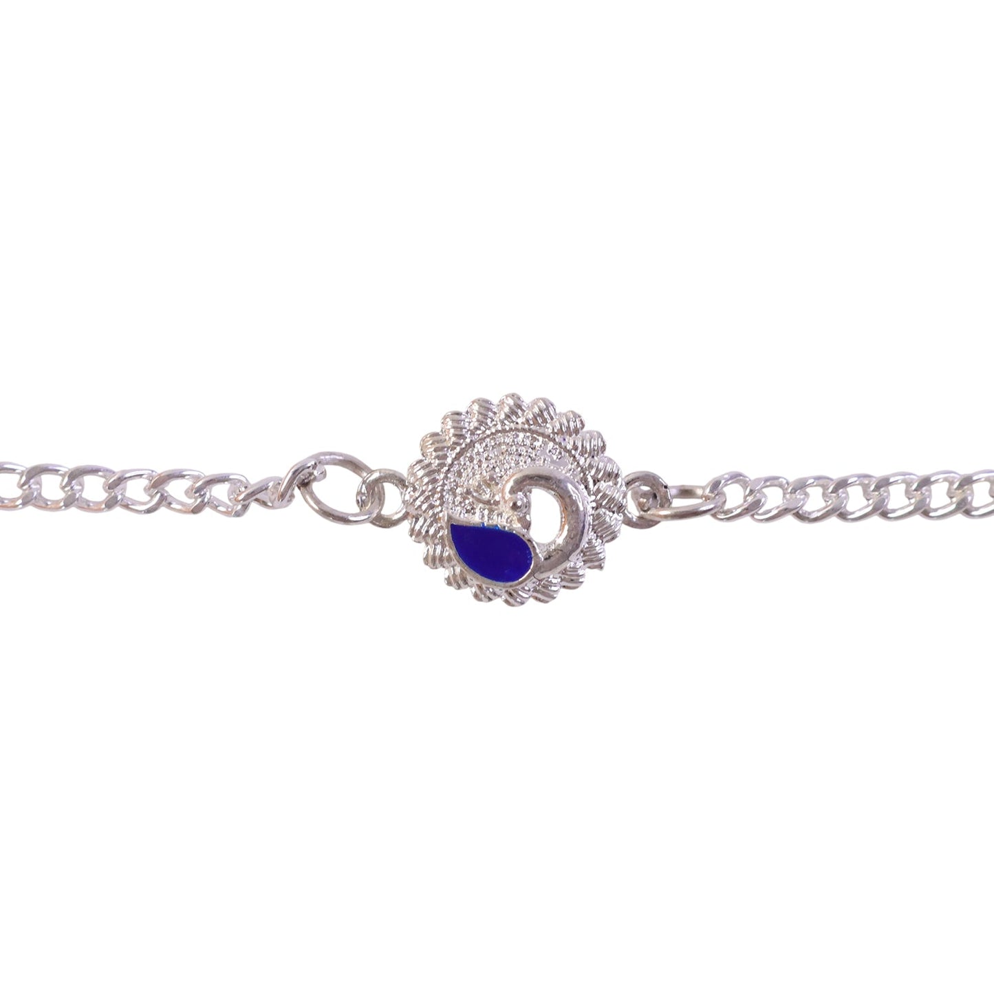 Round Peacock Motif Chain Style Classic Stone Pattern Rakhi for Brother