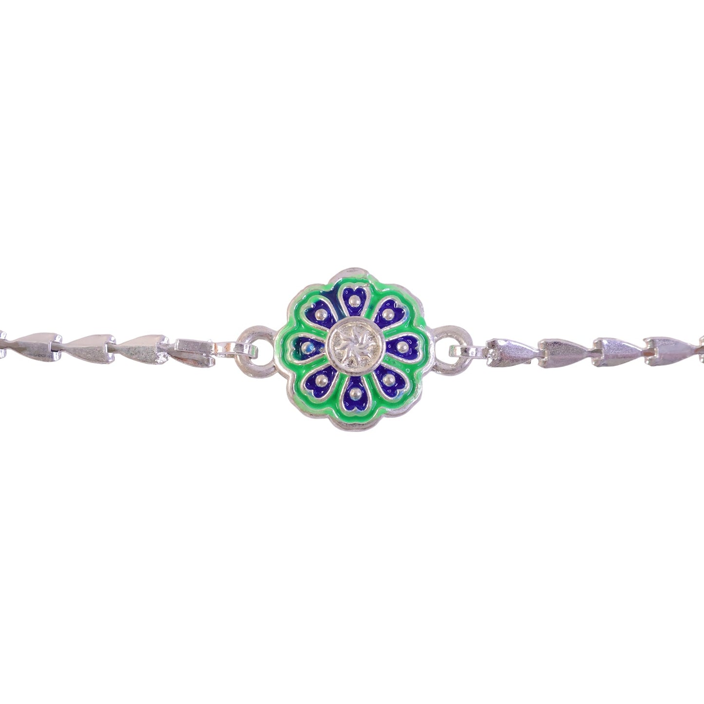 Floral Stone Chain Style Elegant Pattern Work Traditional Rakhi