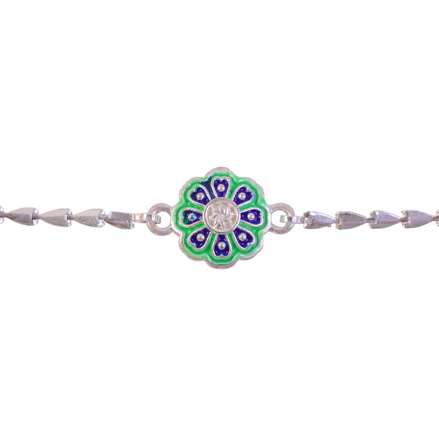 Floral Stone Chain Style Elegant Pattern Work Traditional Rakhi