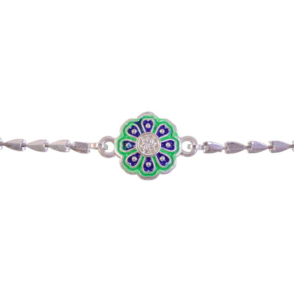 Floral Stone Chain Style Elegant Pattern Work Traditional Rakhi