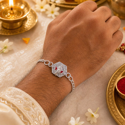 Devotional Ganesha Charm Chain Style Traditional Motif Pattern Brother Rakhi