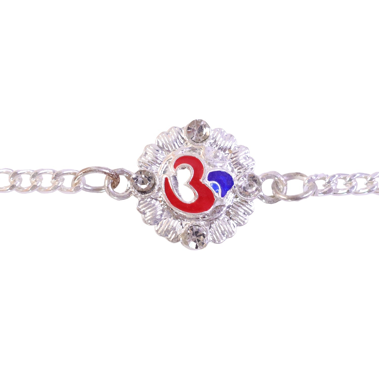 Om Floral Chain Style Sacred Motif Pattern Work Designer Rakhi