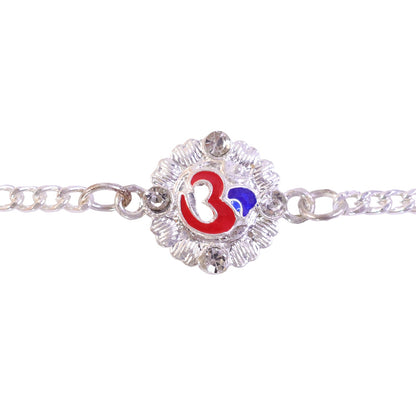 Om Floral Chain Style Sacred Motif Pattern Work Designer Rakhi