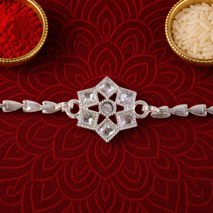 Star Floral Chain Style Sparkle Motif Pattern Designer Brother Rakhi