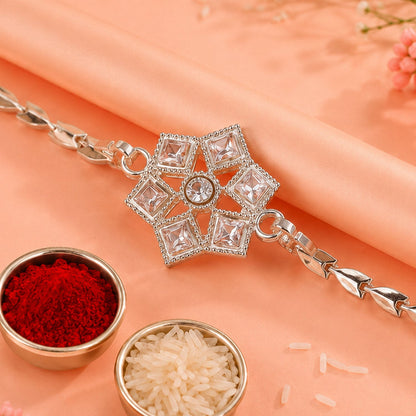 Star Floral Chain Style Sparkle Motif Pattern Designer Brother Rakhi
