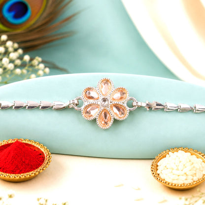 Floral Stone Chain Style Petal Motif Pattern Rakhi for Brother