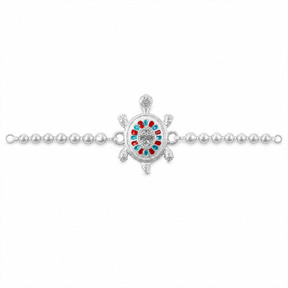 Round Tortoise Motif Beaded Auspicious Pattern Traditional Rakhi