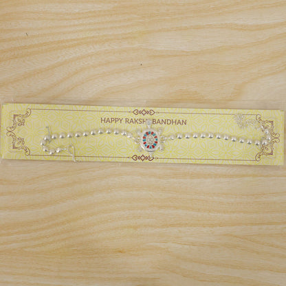 Round Tortoise Motif Beaded Auspicious Pattern Traditional Rakhi