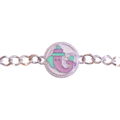 Round Ganesha Chain Style Sacred Motif Pattern Rakhi Raksha Bandhan Gift