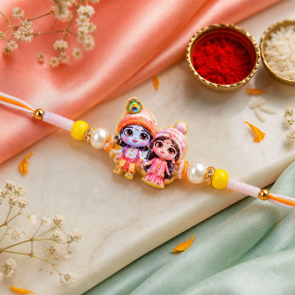 Devotional Blessing Beaded Rakhi with Sacred Round Charm (2 Pc)