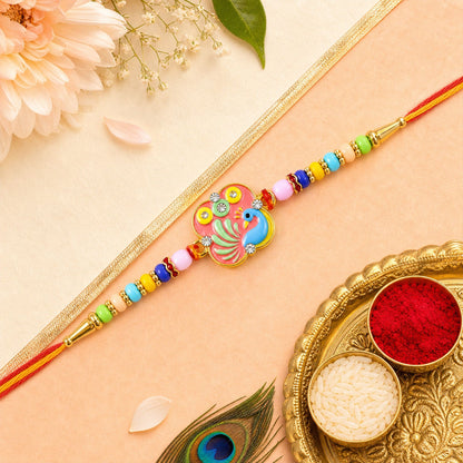 Oval Evil Eye Beaded Rakhi with Pearl Accent Work (3 Pc)