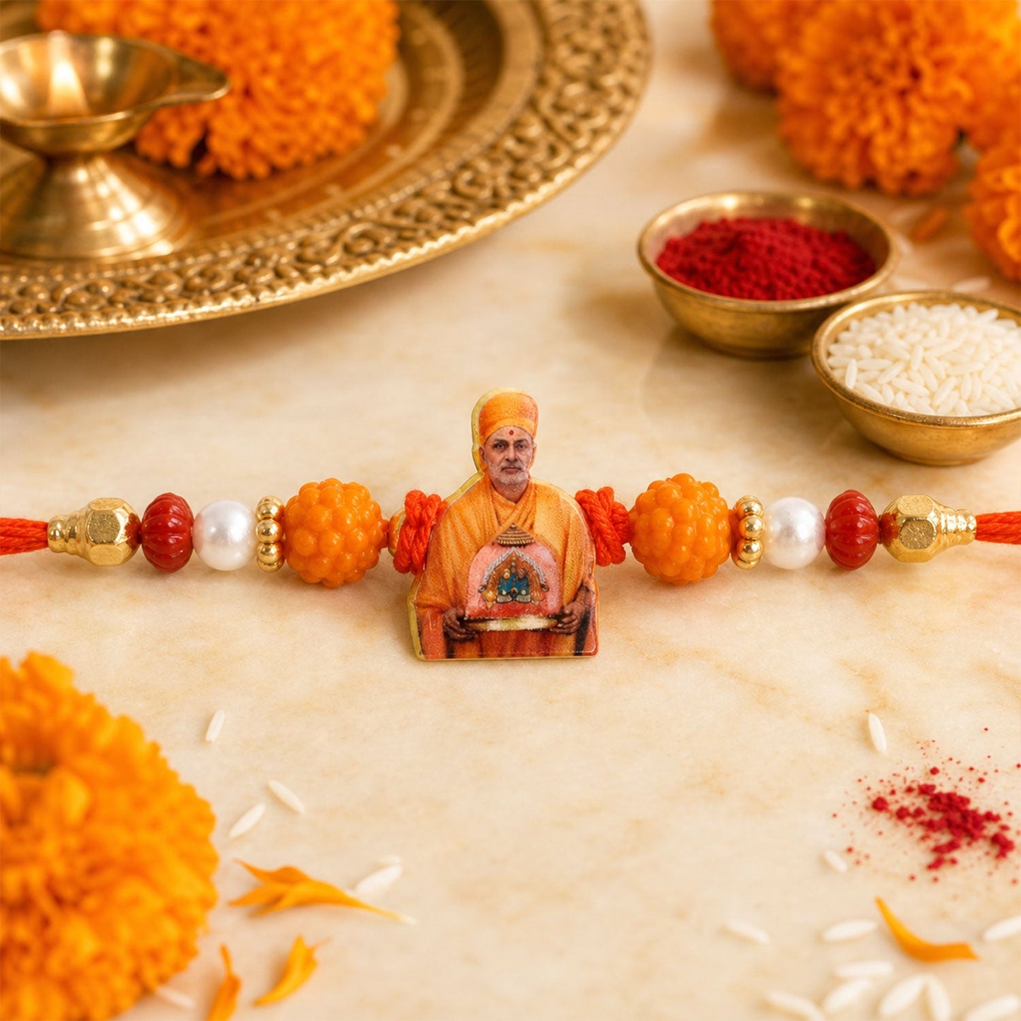 Devotional Charm Rakhi with Colorful beads (3 Pc)