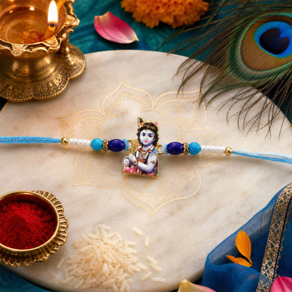Ganpati Kids Pearl Beaded Rakhi with Cute Center Charm (3 Pc)