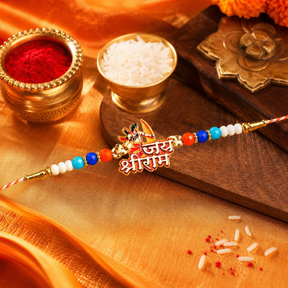 Jagannath Devotional Beaded Rakhi with Temple Charm (4 Pc)