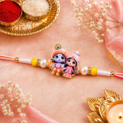 Ganesh Devotional Beaded Rakhi with Sacred Charm (4 Pc)
