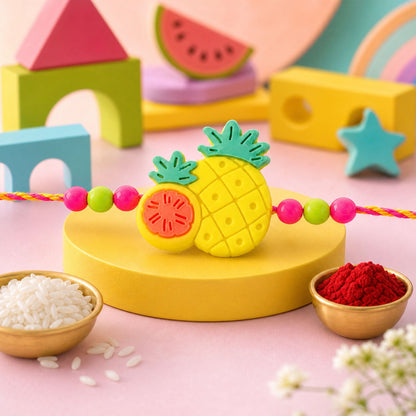 Fruit Theme Kids Beaded Rakhi with Fun Charm Work (4 Pc)