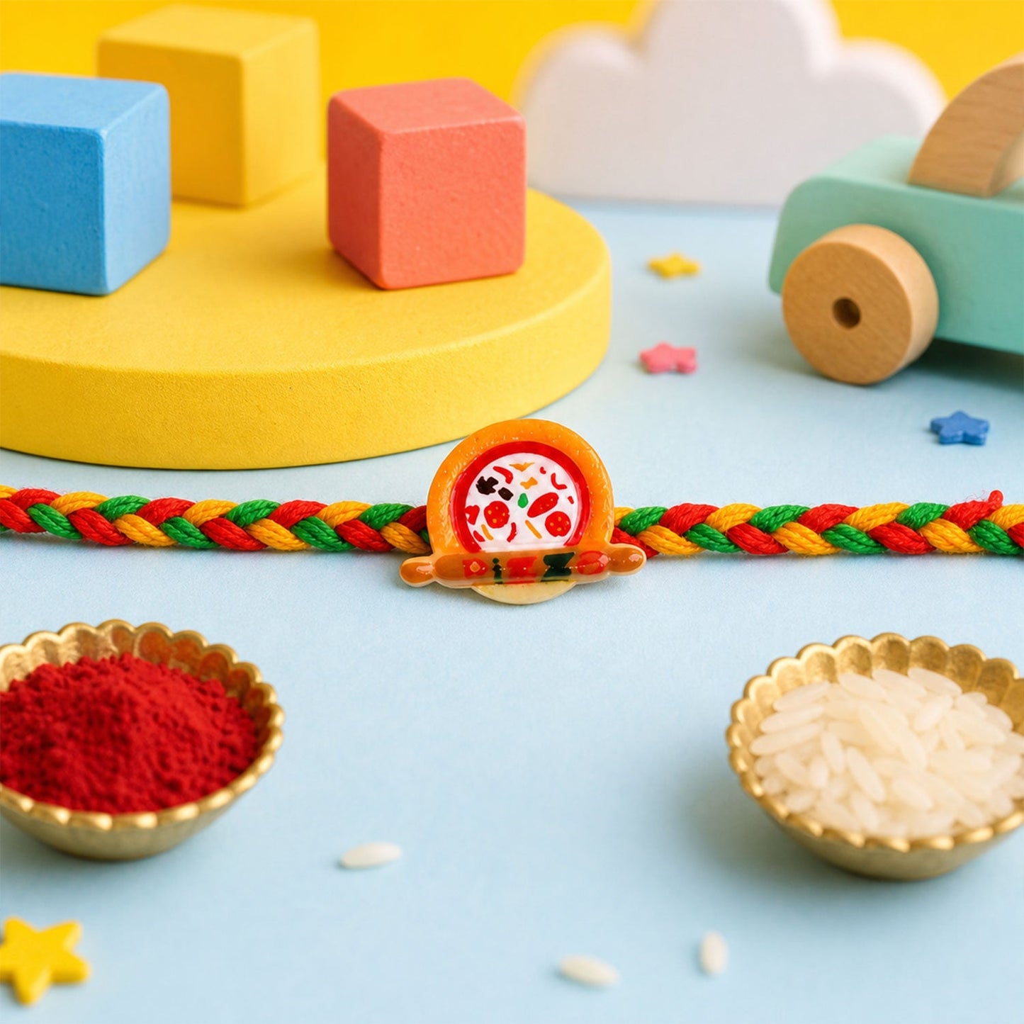 Fruit Theme Kids Beaded Rakhi with Fun Charm Work (4 Pc)