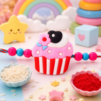 Cupcake Kids Beaded Rakhi with Sweet Treat Charm (4 Pc)