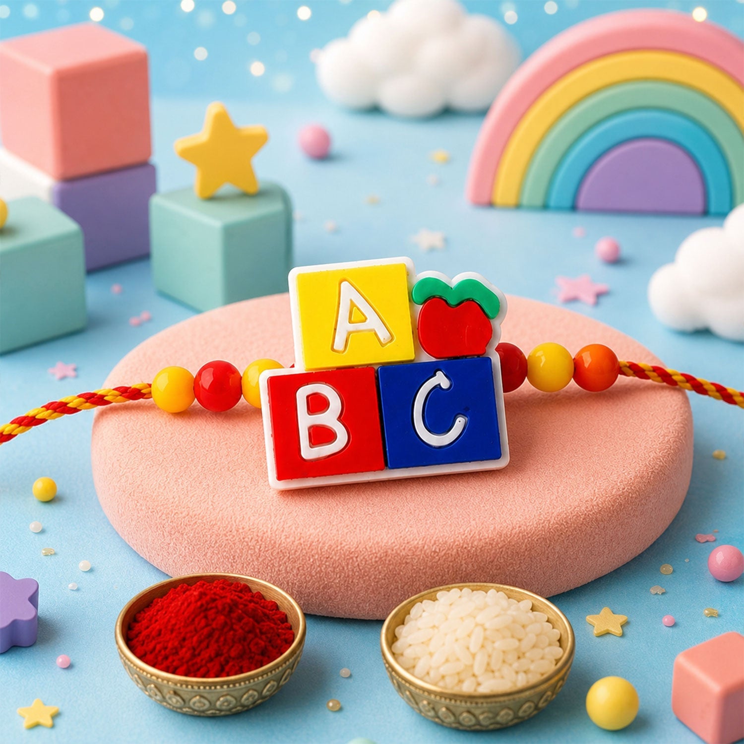Cupcake Kids Beaded Rakhi with Sweet Treat Charm (4 Pc)