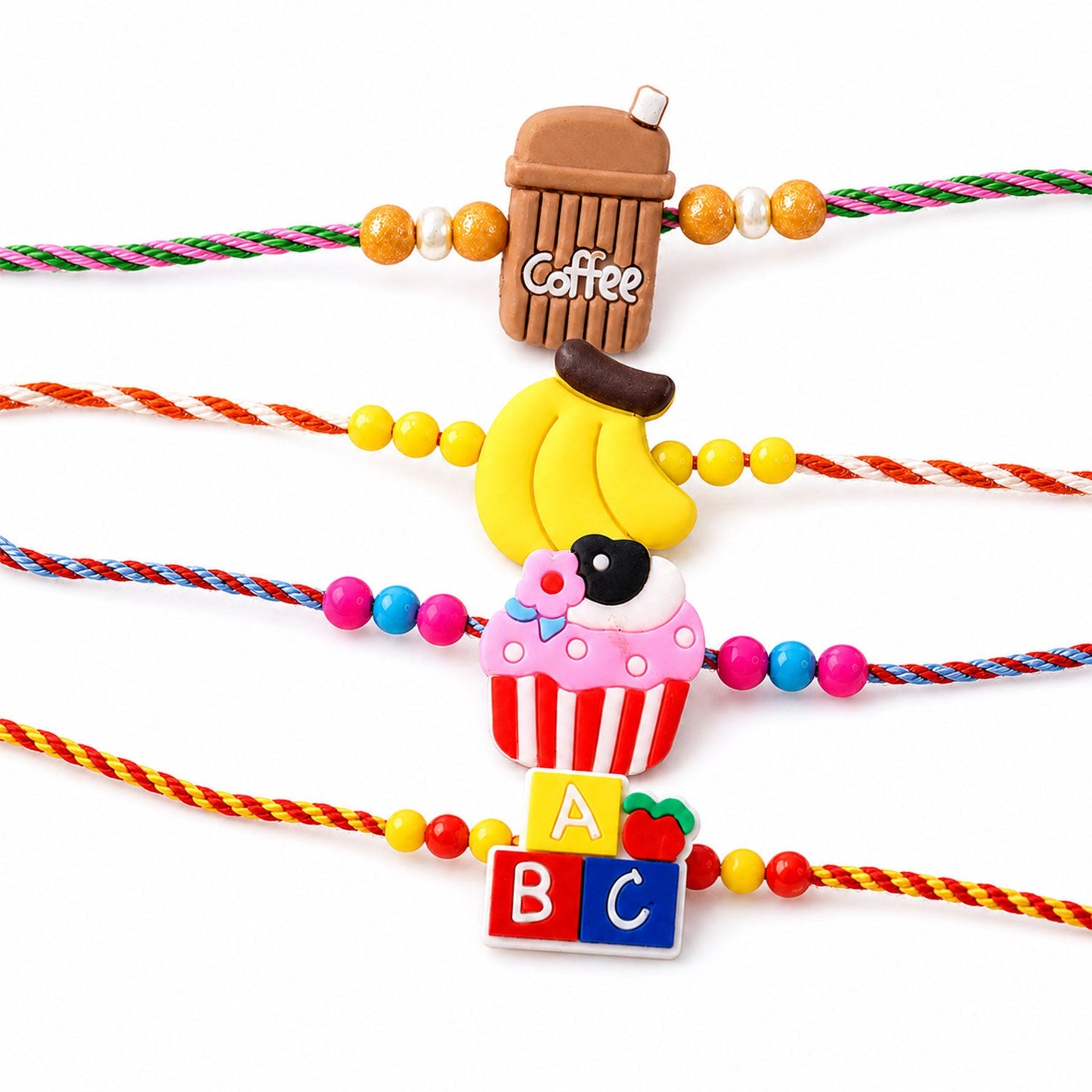 Cupcake Kids Beaded Rakhi with Sweet Treat Charm (4 Pc)