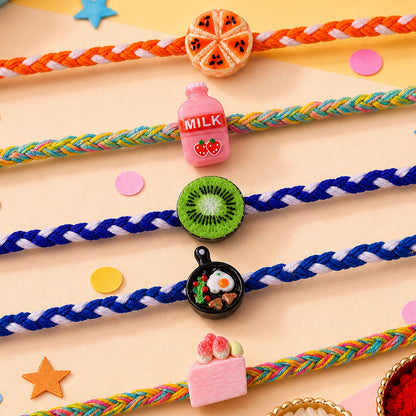 Cartoon Charm Kids Beaded Rakhi Pack with Fun Motif Work (5 Pc)