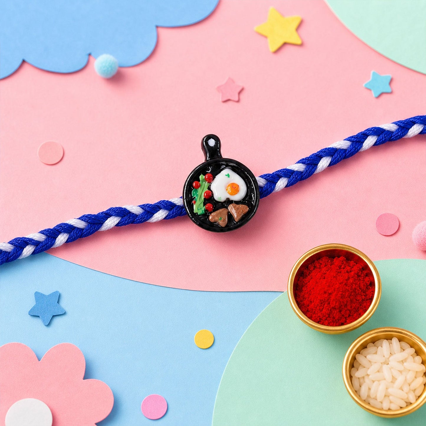 Cartoon Charm Kids Beaded Rakhi Pack with Fun Motif Work (5 Pc)