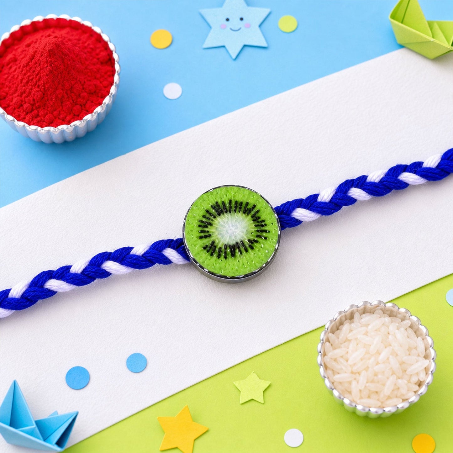 Cartoon Charm Kids Beaded Rakhi Pack with Fun Motif Work (5 Pc)