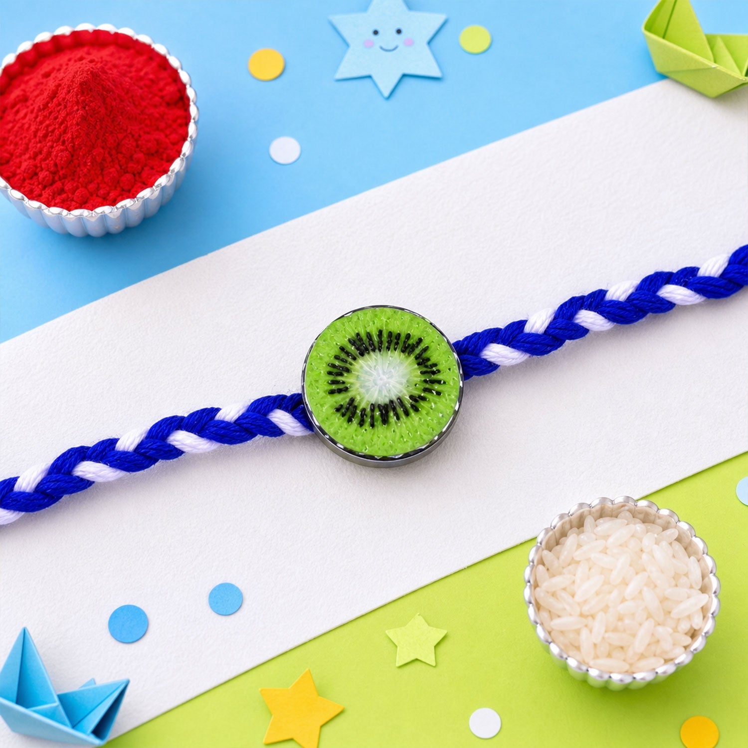 Cartoon Charm Kids Beaded Rakhi Pack with Fun Motif Work (5 Pc)