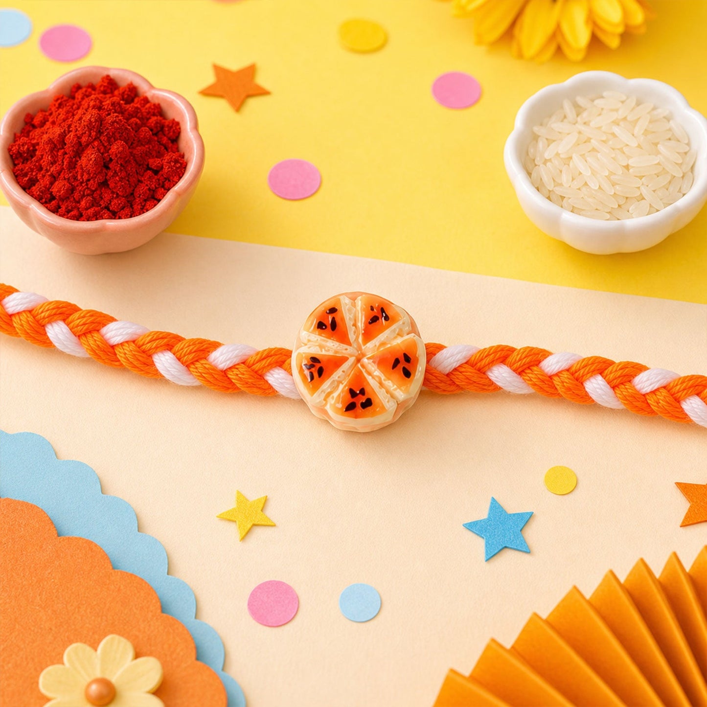 Cartoon Charm Kids Beaded Rakhi Pack with Fun Motif Work (5 Pc)