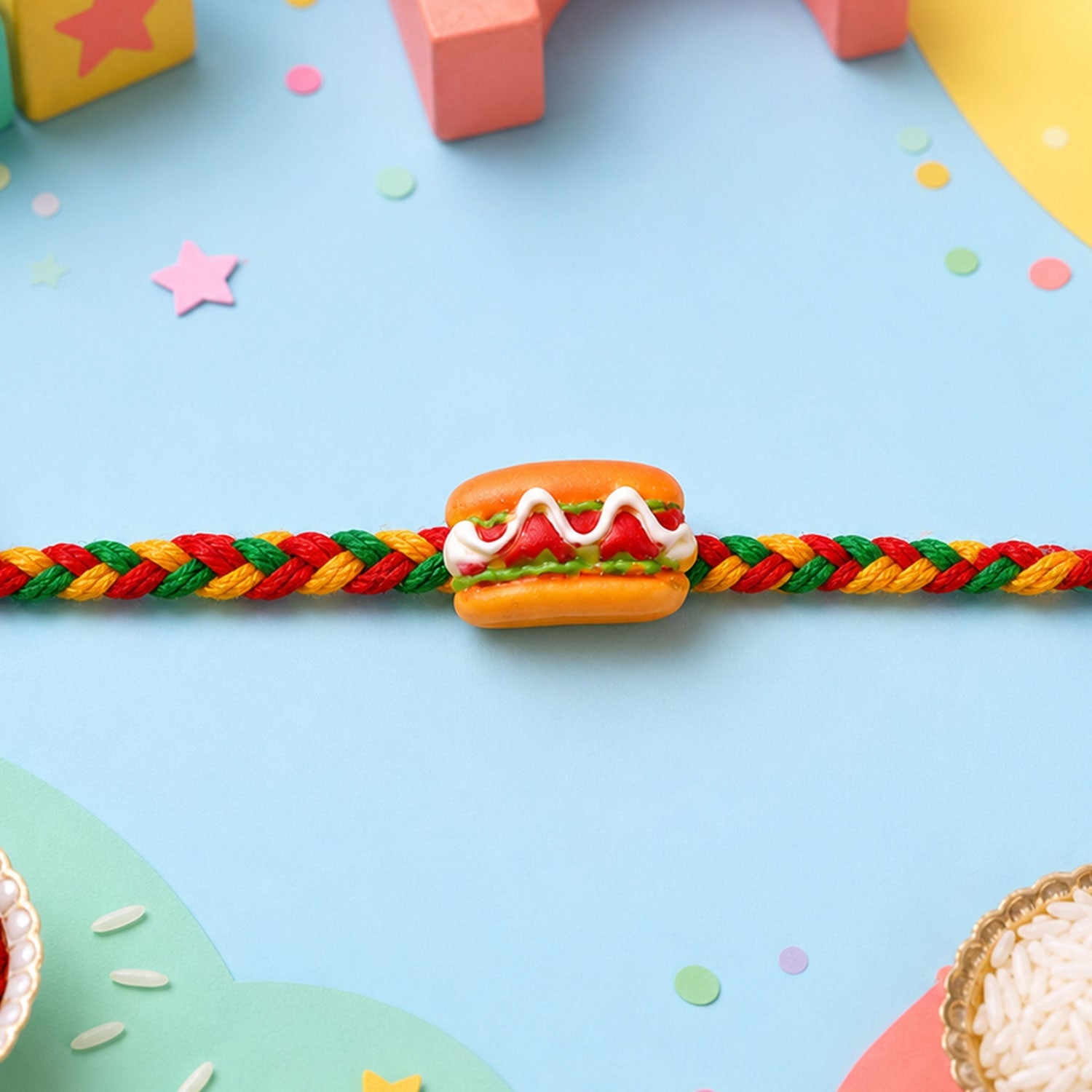Snack Theme Kids Beaded Rakhi Pack with Fun Food Charm (5 Pc)
