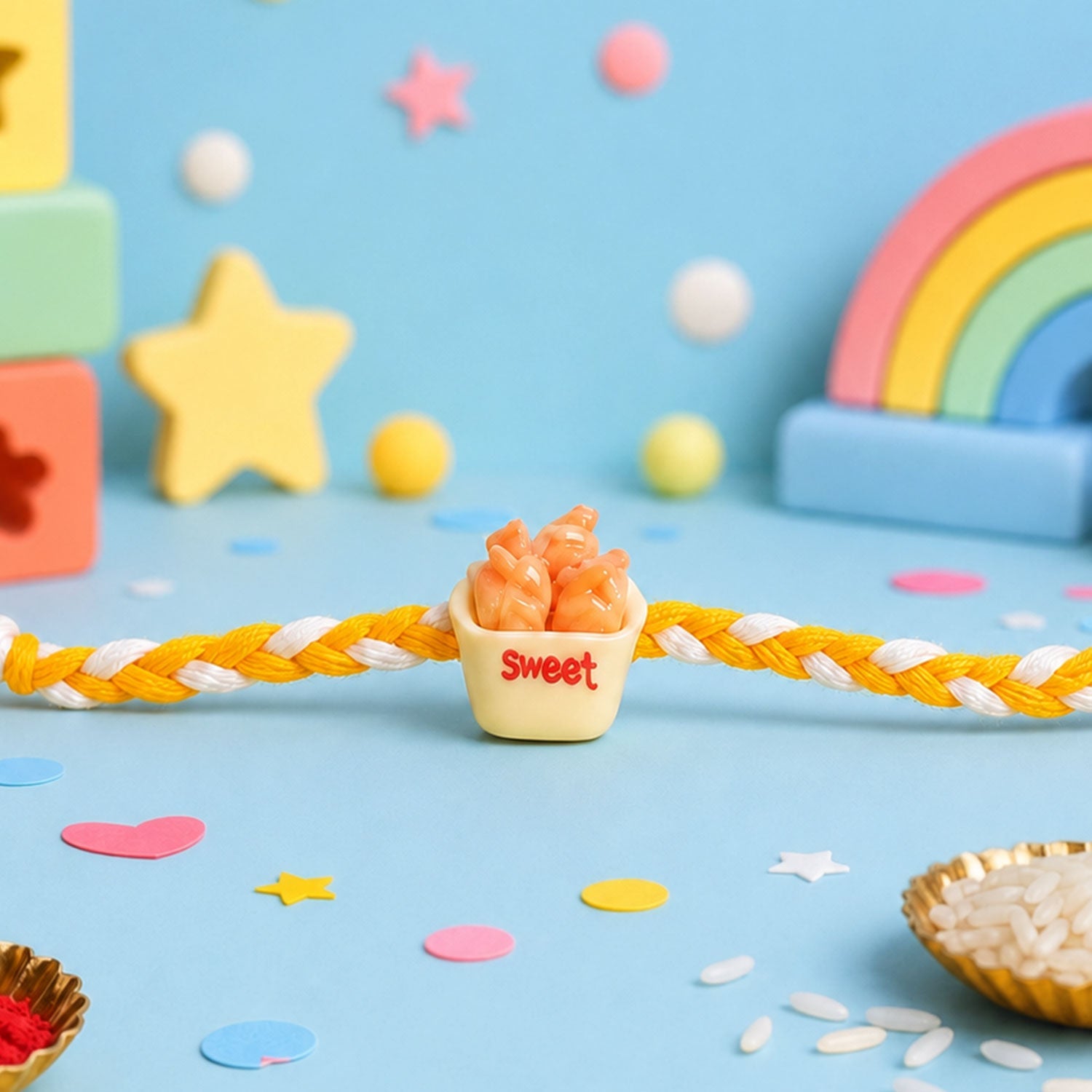 Snack Theme Kids Beaded Rakhi Pack with Fun Food Charm (5 Pc)